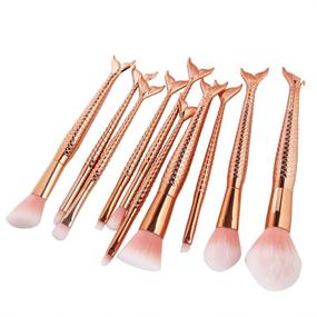 img 3 attached to 💄 Coshine 10pcs Rose Gold Mermaid Makeup Brush Set - Unique Design, Synthetic Hair, Plastic Handle, High-quality Cosmetic Brushes