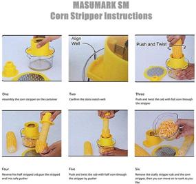 img 1 attached to 🌽 Corn Stripper Peeler - MASUMARK SM Multifunction Stainless Steel 4-in-1 Corn Thresher with Measuring Cup Holder Cutter - Shucker, Kernel Remover, Ginger Grater, and Kitchen Zester Graters