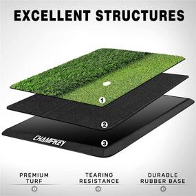 img 2 attached to ⛳ CHAMPKEY Dual-Turf Golf Hitting Mat with 9 Golf Tees &amp; 1 Rubber Tee - Premium Rubber Backing Golf Practice Mat for Indoor &amp; Outdoor Training