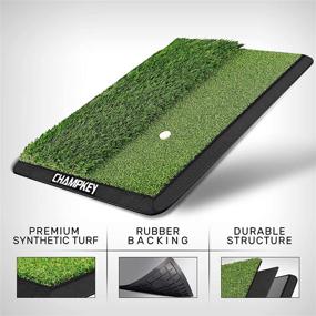 img 3 attached to ⛳ CHAMPKEY Dual-Turf Golf Hitting Mat with 9 Golf Tees &amp; 1 Rubber Tee - Premium Rubber Backing Golf Practice Mat for Indoor &amp; Outdoor Training