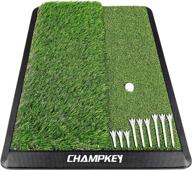 ⛳ champkey dual-turf golf hitting mat with 9 golf tees &amp; 1 rubber tee - premium rubber backing golf practice mat for indoor &amp; outdoor training logo