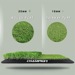 img 1 attached to ⛳ CHAMPKEY Dual-Turf Golf Hitting Mat with 9 Golf Tees &amp; 1 Rubber Tee - Premium Rubber Backing Golf Practice Mat for Indoor &amp; Outdoor Training