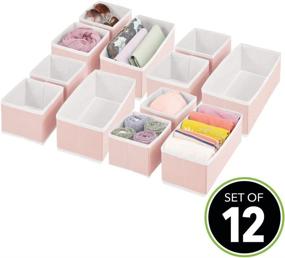 img 3 attached to mDesign Soft Fabric Drawer Organizer Bin Set - Lingerie, Bras, Socks, Leggings, Clothes - 12-Piece Pink/White Closet Storage Solution