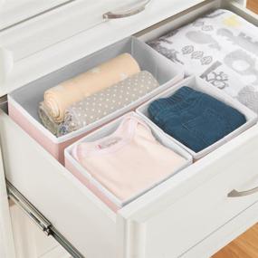 img 2 attached to mDesign Soft Fabric Drawer Organizer Bin Set - Lingerie, Bras, Socks, Leggings, Clothes - 12-Piece Pink/White Closet Storage Solution