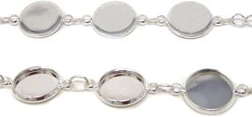 img 2 attached to 📿 Adjustable Metal Bracelet Chain with 12mm Round Blank Cabochon Base - Complete Jewelry Set with Adjustable Bangle and Bezel Trays