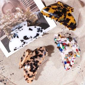 img 3 attached to 🍌 HAYHOI 4PCS Banana Hair Claw Clips: Stylish French Design Tortoise Barrettes for Thick Hair