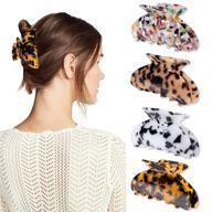 🍌 hayhoi 4pcs banana hair claw clips: stylish french design tortoise barrettes for thick hair logo