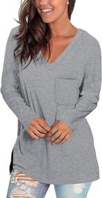 img 2 attached to Stylish CALOER Women's Casual Sweatshirts with Side Split - Oversized V Neck Shirts with Pocket for a Fashionable Look