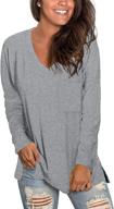 stylish caloer women's casual sweatshirts with side split - oversized v neck shirts with pocket for a fashionable look logo