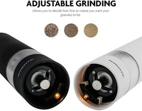 img 3 attached to 🌶️ Ovente Electric Sea Salt & Pepper Mill Set | Battery Operated Automatic Grinders, Stainless Steel Blades, Adjustable Coarseness, Pack of 2 (Black & White)