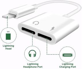 img 3 attached to 🔌 2 Pack iPhone Adapter Dual Lightning Charger Cable: Headphone Aux Audio Splitter for iPhone 12/11/XS/XS Max/XR/X/8/8 Plus/7/7 Plus/iPad - 2 in 1 Headphones Adapter with Music Control and Charging Support