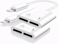 🔌 2 pack iphone adapter dual lightning charger cable: headphone aux audio splitter for iphone 12/11/xs/xs max/xr/x/8/8 plus/7/7 plus/ipad - 2 in 1 headphones adapter with music control and charging support logo