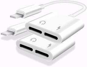 img 4 attached to 🔌 2 Pack iPhone Adapter Dual Lightning Charger Cable: Headphone Aux Audio Splitter for iPhone 12/11/XS/XS Max/XR/X/8/8 Plus/7/7 Plus/iPad - 2 in 1 Headphones Adapter with Music Control and Charging Support