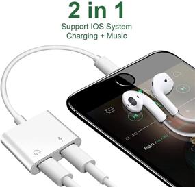 img 2 attached to 🔌 2 Пакет адаптеров iPhone с двойным кабелем Lightning для зарядки: Разветвитель аудио-разъема для наушников для iPhone 12/11/XS/XS Max/XR/X/8/8 Plus/7/7 Plus/iPad - 2 в 1 адаптер для наушников с управлением музыкой и поддержкой зарядки