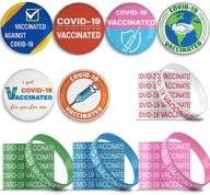 🩺 complete set of 24 covid-19 vaccination bracelets & 6 round pin buttons: 4 vibrant colors! logo