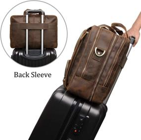 img 3 attached to 👜 Large Mens Leather Briefcase Messenger Bag for Business Travel - Fits 17.3'' Laptop, Brown-Crazy Horse
