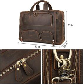 img 1 attached to 👜 Large Mens Leather Briefcase Messenger Bag for Business Travel - Fits 17.3'' Laptop, Brown-Crazy Horse