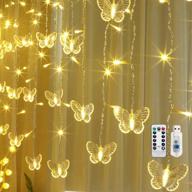 🦋 8 modes 48led butterfly curtain lights: usb powered fairy lights for room, bedroom, party, wedding decoration (warm white) логотип