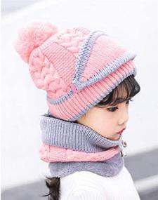 img 2 attached to 🧣 Warm Winter Girls' Knitted Beanie with Fleece Lining and Pompom - Must-Have Accessories for Cold Weather