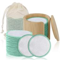 🌿 misich reusable cotton rounds - pack of 16, organic bamboo cotton velvet makeup remover pads, soft & gentle for all skin types, includes bamboo holder, washable laundry bag logo