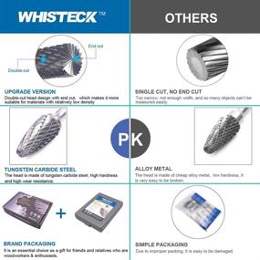 img 3 attached to 🛠️ WHISTECK 8Pcs Double Cut Tungsten Carbide Burr Set - Versatile Die Grinder Bits for Metal, Wood and More