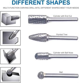 img 1 attached to 🛠️ WHISTECK 8Pcs Double Cut Tungsten Carbide Burr Set - Versatile Die Grinder Bits for Metal, Wood and More