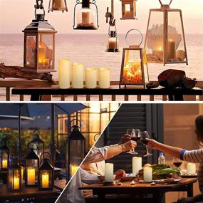 img 1 attached to 🕯️ Waterproof LED Flameless Pillar Candles, 4’’ x 10’’ Large Outdoor Battery Operated Candles with Timer, Flickering Electric Lights for Home, Indoor Lantern, Patio Garden - 2 Pack, Ivory