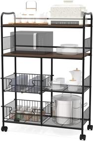 img 4 attached to 🏡 Functional Kitchen Bakers Rack on Wheels: Multi-Tiered Microwave Cart with Storage for Big Kitchen Shelf, Coffee Bar, and More