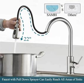 img 3 attached to 🚰 Modern SAMRI Kitchen Faucet: Stainless Steel Brushed Sink Faucet with Pull Down Sprayer and Brass Valve for Kitchen, RV, Bar Sink