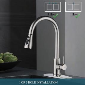 img 1 attached to 🚰 Modern SAMRI Kitchen Faucet: Stainless Steel Brushed Sink Faucet with Pull Down Sprayer and Brass Valve for Kitchen, RV, Bar Sink