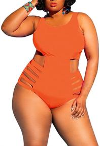 img 3 attached to 👙 Nulibenna Plus Size Cutout Swimsuit: High-Waisted Bandage Monokini for Women with Tummy Control