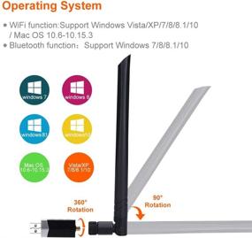 img 1 attached to 🖥️ PC WiFi Adapter 5.0 and Bluetooth 5.0, USB 3.0 AC1300 with 5dBi Antenna, 2.4G/5Ghz Support for Windows 10/8.1/7/XP/Vista/Mac OS 10.9-10.15, 2 in 1 WiFi and Bluetooth Adapter