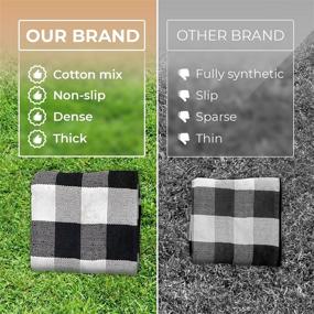 img 1 attached to 🖤 Premium Black and White Buffalo Plaid Rug - 24x36+ with Upgraded Anti-Slip Mat - Ideal Outdoor/Indoor Front Porch Check Doormat - Welcome Small Carpet Cotton Checkered Door Mat - Stylish Kitchen Farmhouse Entryway Washable Décor