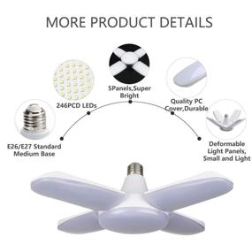 img 3 attached to Powerful 6500 Lumens Deformable LED Garage Lights for Ceiling – 60W Trilights, 6000k Natural Light, Ideal for Garage, Barn, Warehouse, Workshop, and Basement