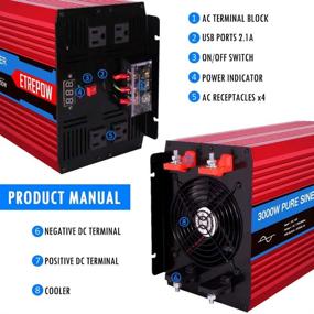 img 3 attached to ETREPOW 3000W/6000W Pure Sine Wave Power Inverter - Wireless Remote Control, Car Inverter with 4 AC Sockets and 2.1A USB Port