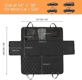 img 3 attached to Hanjo Pets Car Dog Cover Back Seat - Waterproof Car Hammock for Dogs - Dog Seat Cover for Back Seat with Mesh Window & Multiple Pockets - Nonslip Rubber Back, Washable Luxury Material - Ideal for Car, Truck, SUV