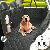 hanjo pets car dog cover back seat - waterproof car hammock for dogs - dog seat cover for back seat with mesh window & multiple pockets - nonslip rubber back, washable luxury material - ideal for car, truck, suv logo