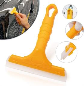 img 3 attached to 🧼 Silicone Blade Vinyl Wrap Squeegee for Car Windshield, Window, and Glass Cleaning - Anti-Slip Handle + Household Shower Squeegee Tool for Bathroom Mirror, Tiles - Water Wiper Scraper