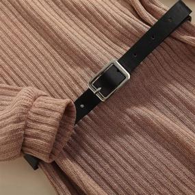 img 1 attached to 👗 Cudilica Kids Girls Knitted Sweater Dress - Long Sleeve Ribbed High Neck Solid Color Clothes with Waist Belt for Fall and Winter