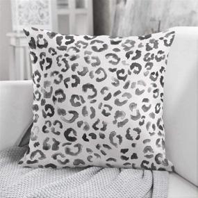 img 3 attached to 🐆 Emvency Snow Leopard Pattern Throw Pillow Cover - Stylish Black Watercolor Hand Paint with White Spots - 20 x 20 Inch Square Decorative Pillowcase for Home Décor
