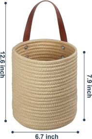 img 3 attached to 🧺 TomCare Set of 4 Hanging Baskets - Small Woven Storage Baskets with Leather Handles, Jute Woven Hanging Storage Baskets - Ideal for Plants, Kitchen, Office, and Bedroom Organization