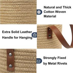 img 2 attached to 🧺 TomCare Set of 4 Hanging Baskets - Small Woven Storage Baskets with Leather Handles, Jute Woven Hanging Storage Baskets - Ideal for Plants, Kitchen, Office, and Bedroom Organization