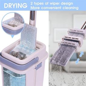 img 3 attached to 🌊 IKER Flat Floor Mop and Bucket Set - 6 Microfiber Mop Pads - Hands-Free Squeeze Mop and Bucket with Wringer - Separates Dirty and Clean Water - Stainless Steel Handle - Ideal for Home Floor Cleaning