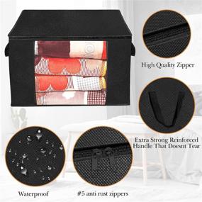 img 3 attached to 👕 FATMOON Large Clothes Storage Bags 3-Pack - Bedding Organization Containers for Comforters, Foldable Organizer with Reinforced Handle, Clear Window, Sturdy Zippers, Black