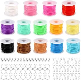 img 4 attached to 🎨 14 Packs Plastic Lacing Cord Gimp Bracelet Scoubidou String with Snap Clip Hooks and Lobster Clasps - Friendship Bracelets, Jewelry Making DIY Craft (14 Colors)