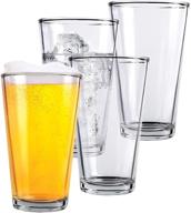 kitchen lux clear glass beer cups – 4 pack, 16 oz – elegant all-purpose drinking tumblers, lead and bpa free – ideal for home, kitchen, restaurants, bars, parties logo