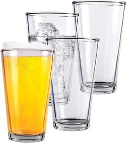 img 4 attached to Kitchen Lux Clear Glass Beer Cups – 4 Pack, 16 oz – Elegant All-Purpose Drinking Tumblers, Lead and BPA Free – Ideal for Home, Kitchen, Restaurants, Bars, Parties