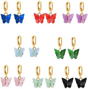 img 4 attached to YUNXI Butterfly Earrings Colorful Acrylic