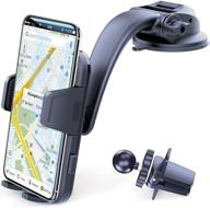 📱 universal car phone holder mount - long arm suction cup phone holder for dashboard, windshield, air vent - hands-free fit for iphone, samsung, and all phones logo