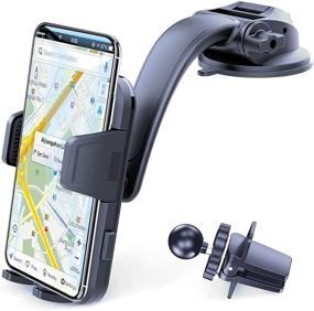 img 4 attached to 📱 Universal Car Phone Holder Mount - Long Arm Suction Cup Phone Holder for Dashboard, Windshield, Air Vent - Hands-Free Fit for iPhone, Samsung, and All Phones